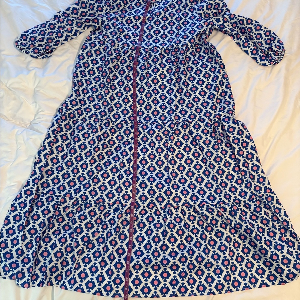 Geometric Blue and Pink Women's Dress